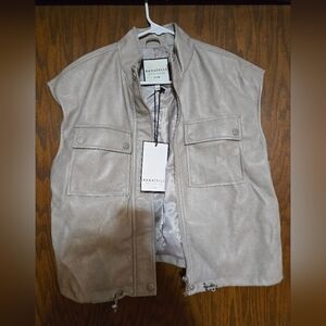 Cropped faux leather vest